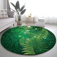 Matariki New Zealand Maori Silver Fern Round Carpet Galaxy Green Sky Style LT03 - Polynesian Pride