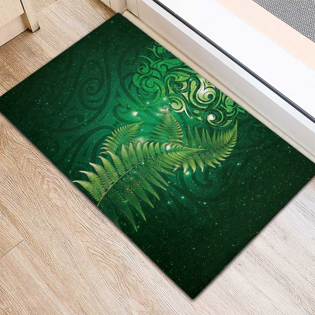 Matariki New Zealand Maori Silver Fern Rubber Doormat Galaxy Green Sky Style LT03 - Polynesian Pride