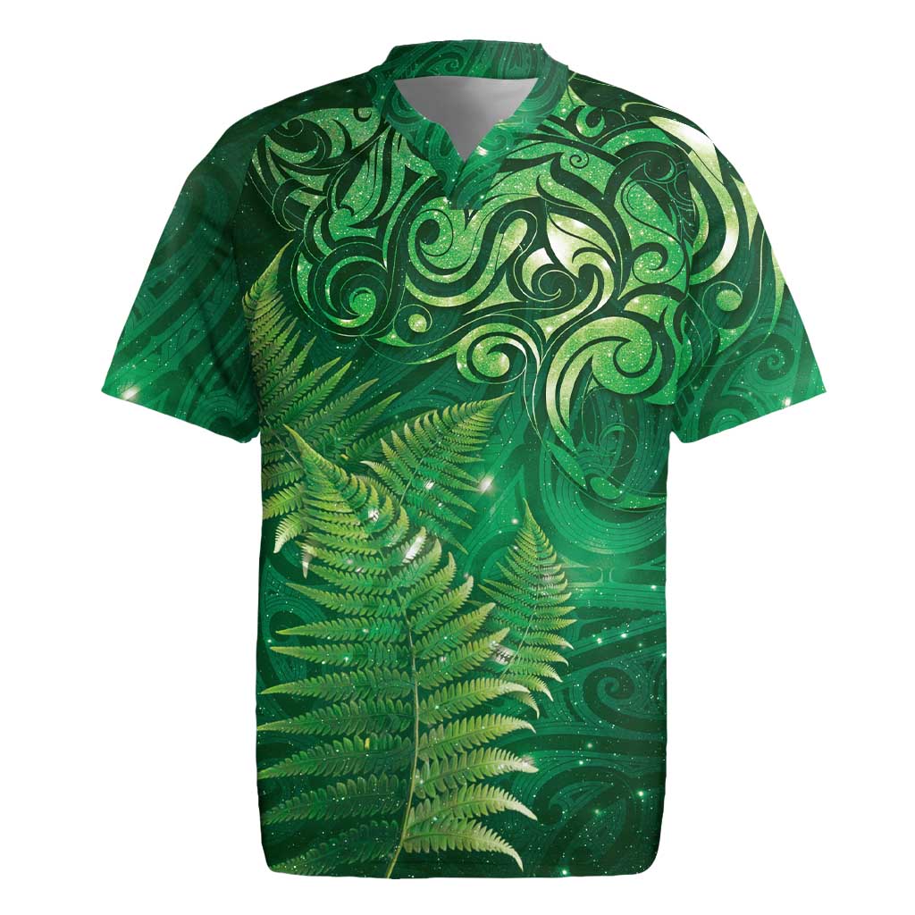 Matariki New Zealand Maori Silver Fern Rugby Jersey Galaxy Green Sky Style LT03 Green - Polynesian Pride