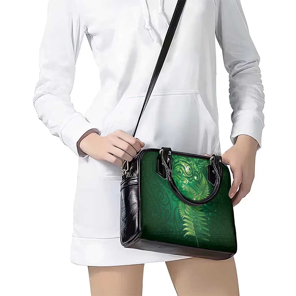 Matariki New Zealand Maori Silver Fern Shoulder Handbag Galaxy Green Sky Style LT03 - Polynesian Pride