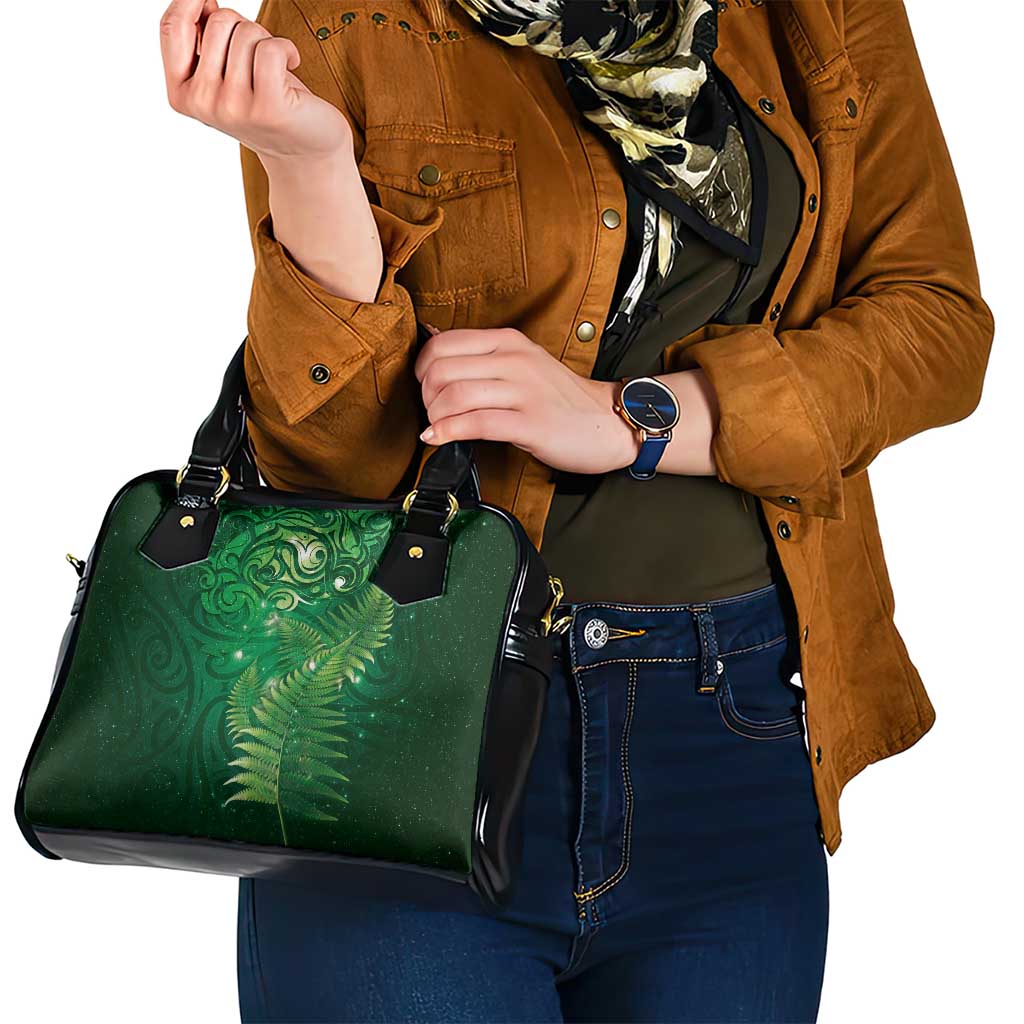 Matariki New Zealand Maori Silver Fern Shoulder Handbag Galaxy Green Sky Style LT03 - Polynesian Pride
