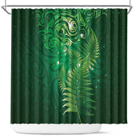 Matariki New Zealand Maori Silver Fern Shower Curtain Galaxy Green Sky Style LT03 Green - Polynesian Pride