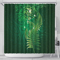 Matariki New Zealand Maori Silver Fern Shower Curtain Galaxy Green Sky Style LT03 - Polynesian Pride