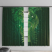 Matariki New Zealand Maori Silver Fern Window Curtain Galaxy Green Sky Style LT03 With Hooks Green - Polynesian Pride