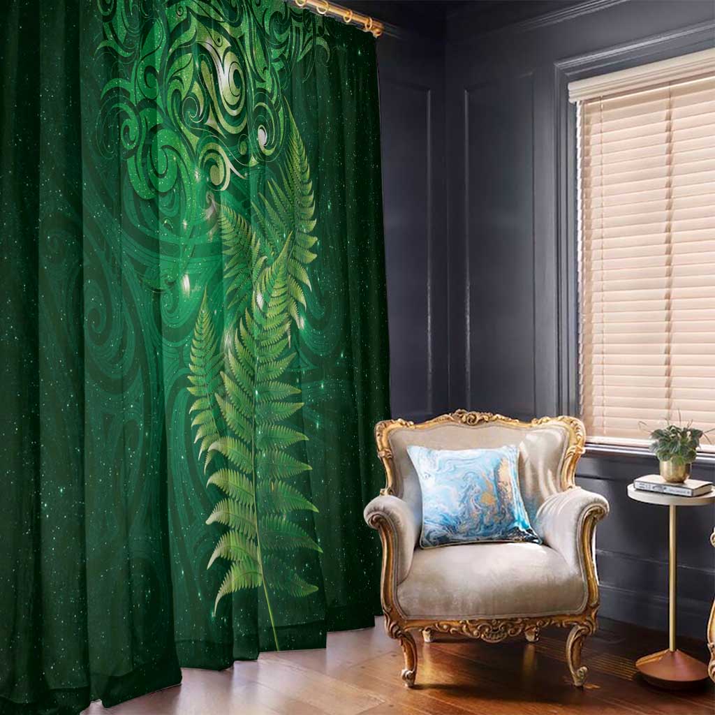 Matariki New Zealand Maori Silver Fern Window Curtain Galaxy Green Sky Style LT03 - Polynesian Pride