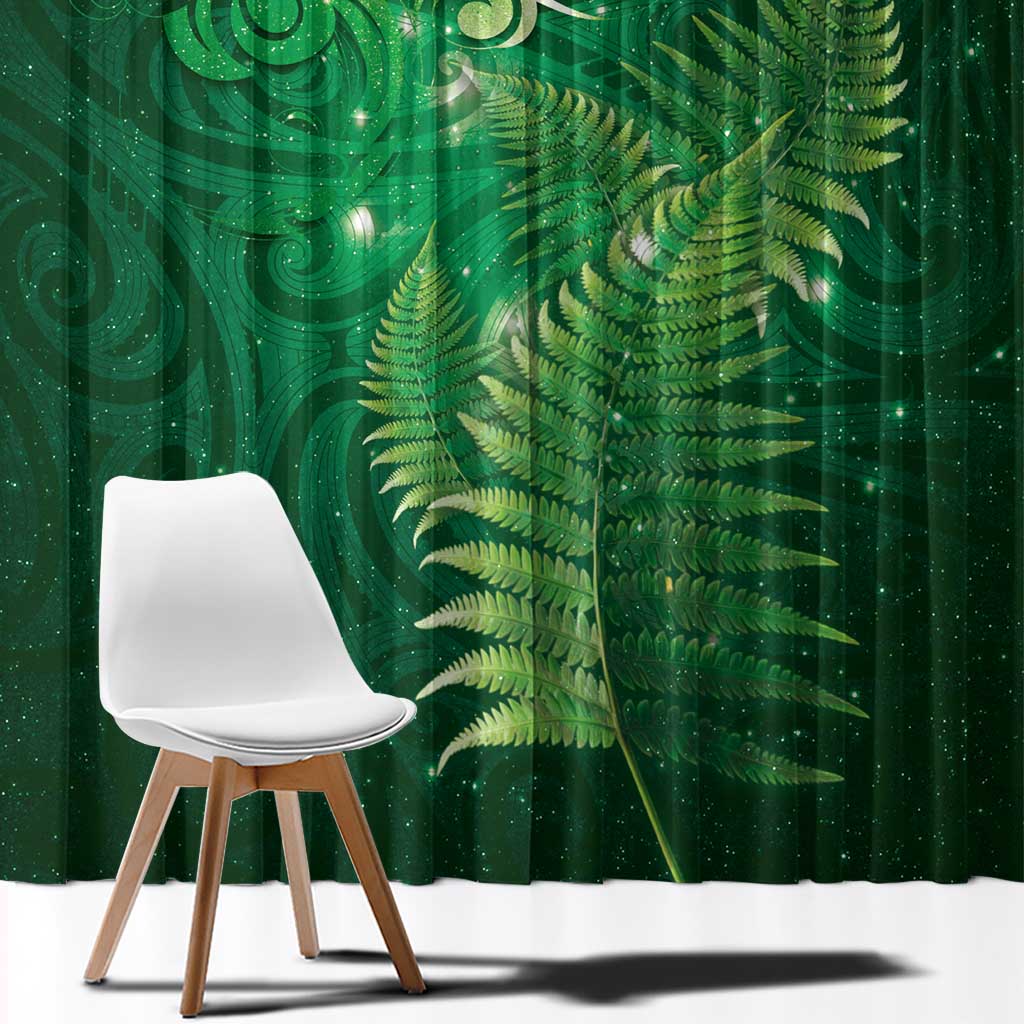 Matariki New Zealand Maori Silver Fern Window Curtain Galaxy Green Sky Style LT03 - Polynesian Pride