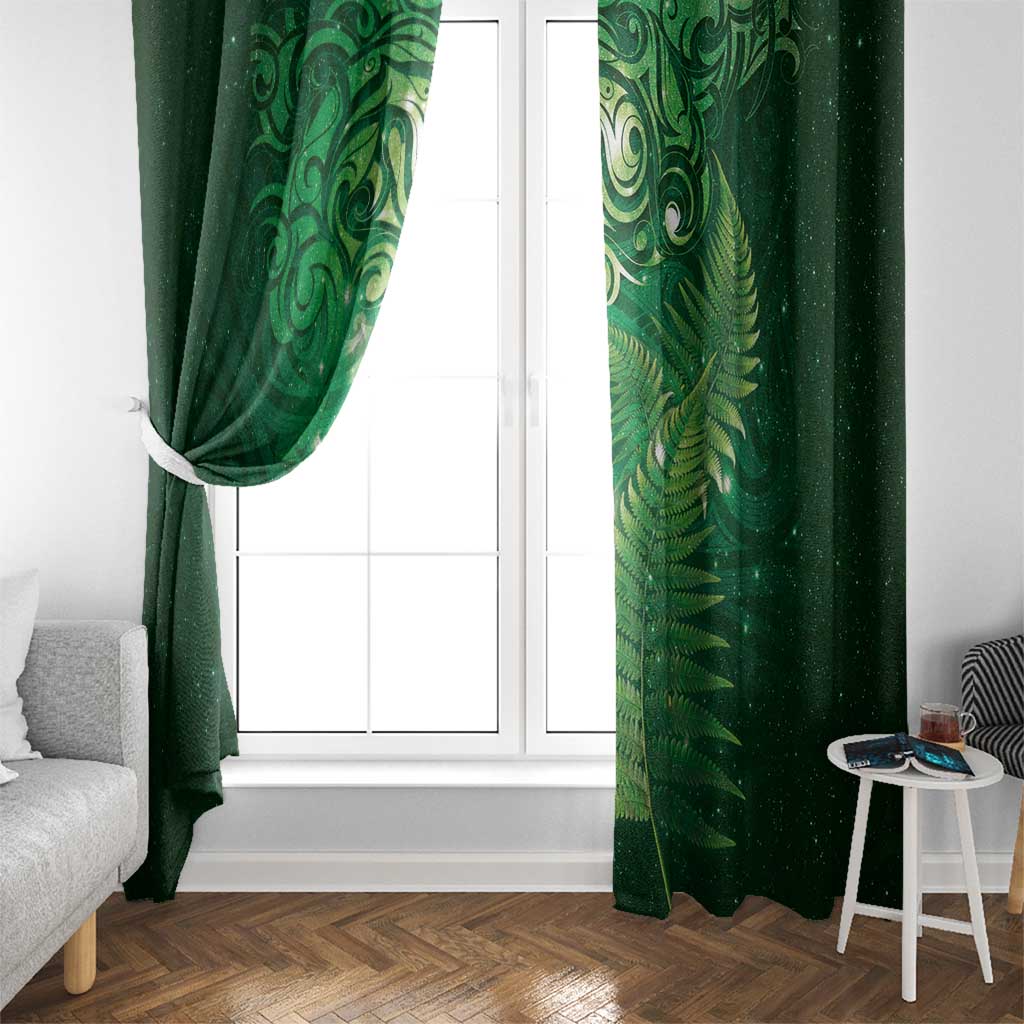Matariki New Zealand Maori Silver Fern Window Curtain Galaxy Green Sky Style LT03 - Polynesian Pride