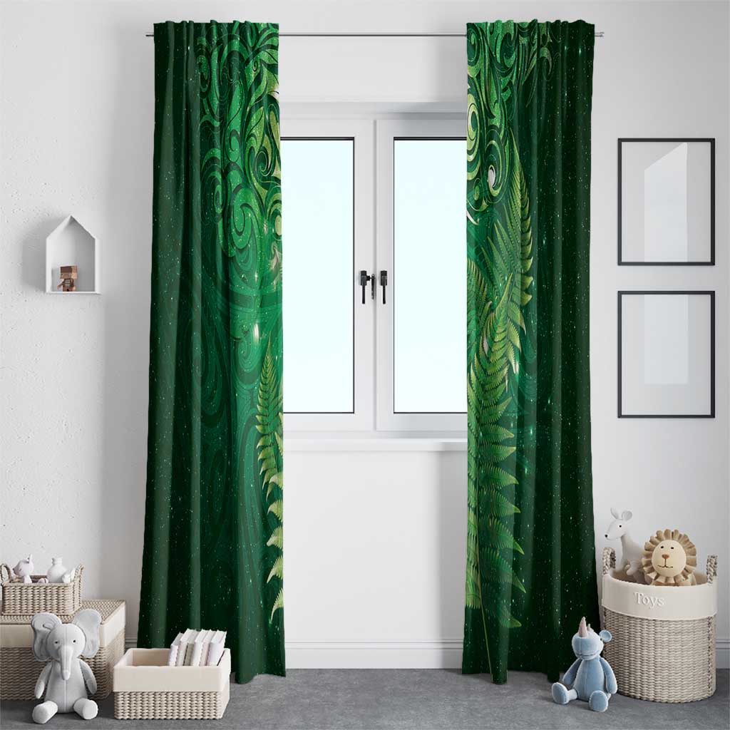 Matariki New Zealand Maori Silver Fern Window Curtain Galaxy Green Sky Style LT03 - Polynesian Pride