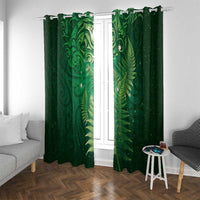 Matariki New Zealand Maori Silver Fern Window Curtain Galaxy Green Sky Style LT03 With Grommets Green - Polynesian Pride