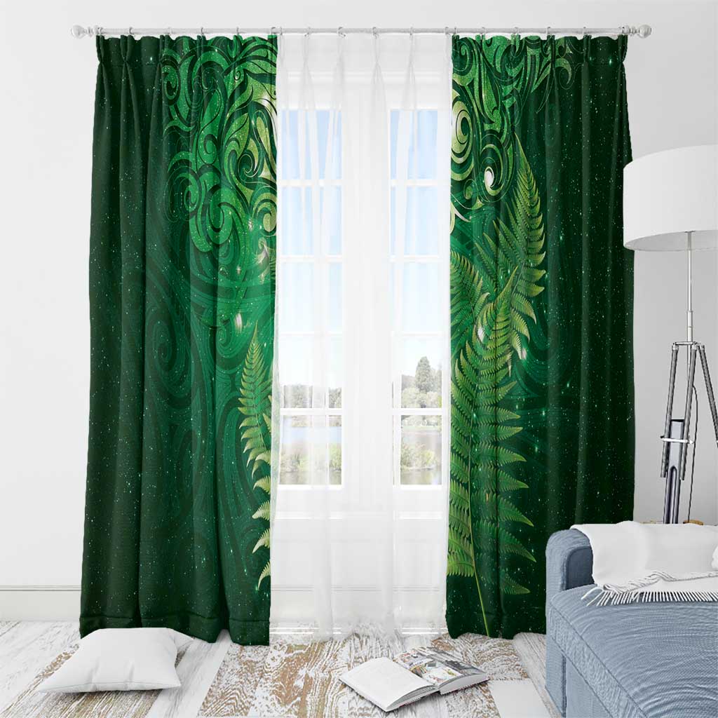 Matariki New Zealand Maori Silver Fern Window Curtain Galaxy Green Sky Style LT03 - Polynesian Pride