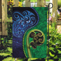 New Zealand Matariki Fern Frond Koru Garden Flag with Galaxy Blue Sky and Green Paua Shell Art LT03 Garden Flag Blue - Polynesian Pride