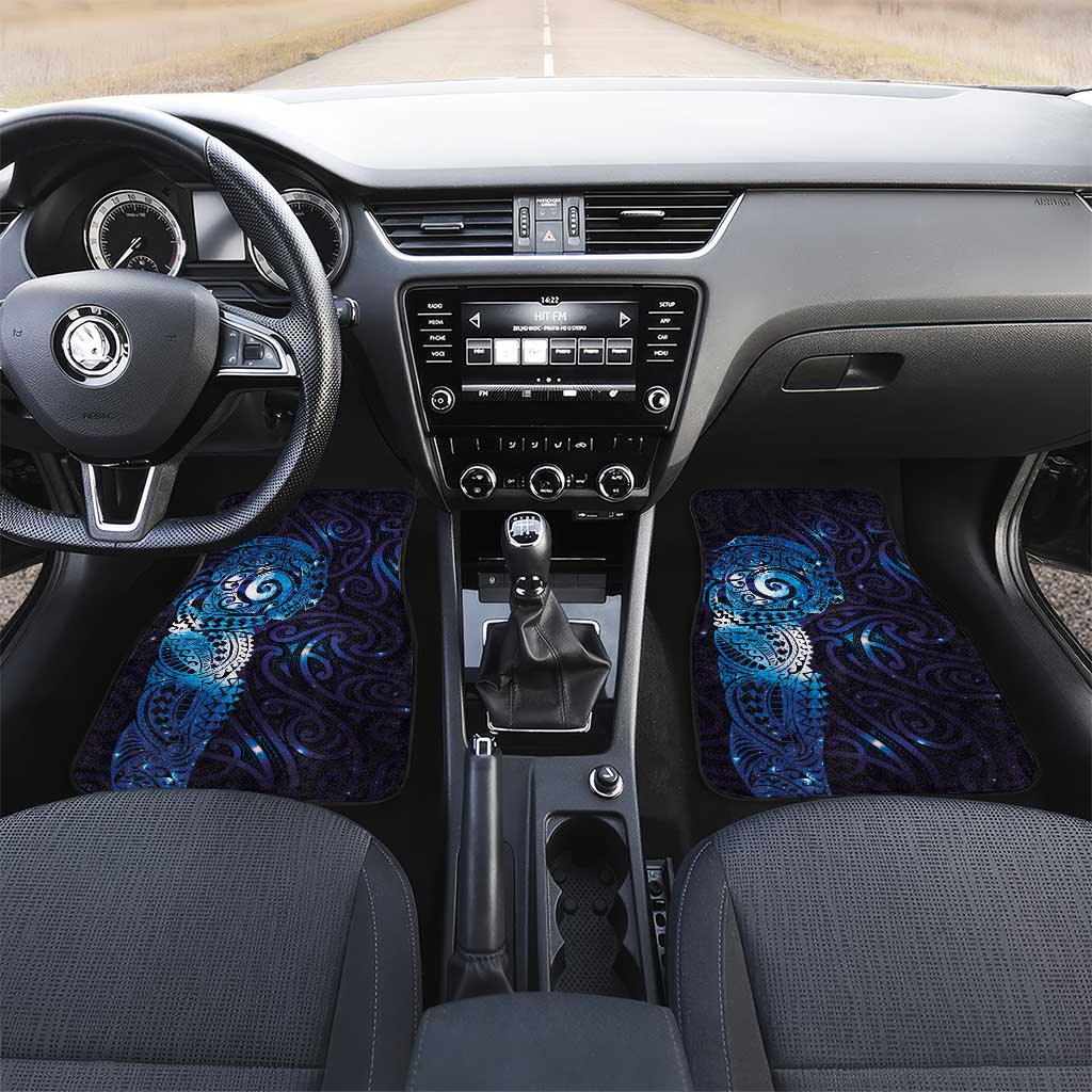 Matariki New Zealand Maori Koru Art Tattoo Car Mats New Year Galaxy Blue Sky Style LT03 Set 2pcs - Front Blue - Polynesian Pride