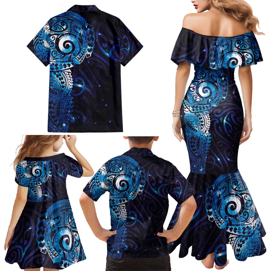 Matariki New Zealand Maori Koru Art Tattoo Family Matching Mermaid Dress and Hawaiian Shirt New Year Galaxy Blue Sky Style LT03 - Polynesian Pride
