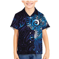 Matariki New Zealand Maori Koru Art Tattoo Family Matching Mermaid Dress and Hawaiian Shirt New Year Galaxy Blue Sky Style LT03 Son's Shirt Blue - Polynesian Pride