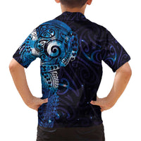 Matariki New Zealand Maori Koru Art Tattoo Family Matching Short Sleeve Bodycon Dress and Hawaiian Shirt New Year Galaxy Blue Sky Style LT03 - Polynesian Pride