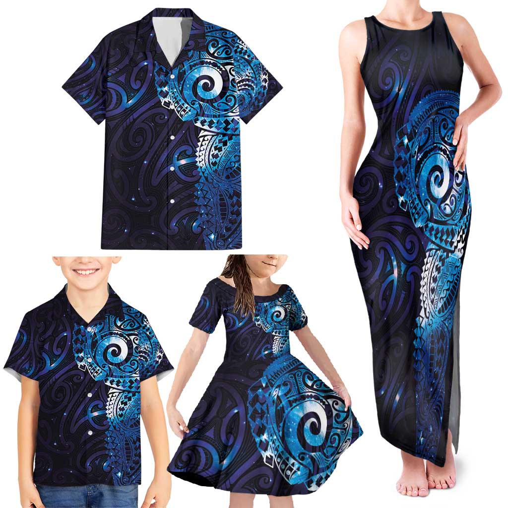 Matariki New Zealand Maori Koru Art Tattoo Family Matching Tank Maxi Dress and Hawaiian Shirt New Year Galaxy Blue Sky Style LT03 - Polynesian Pride