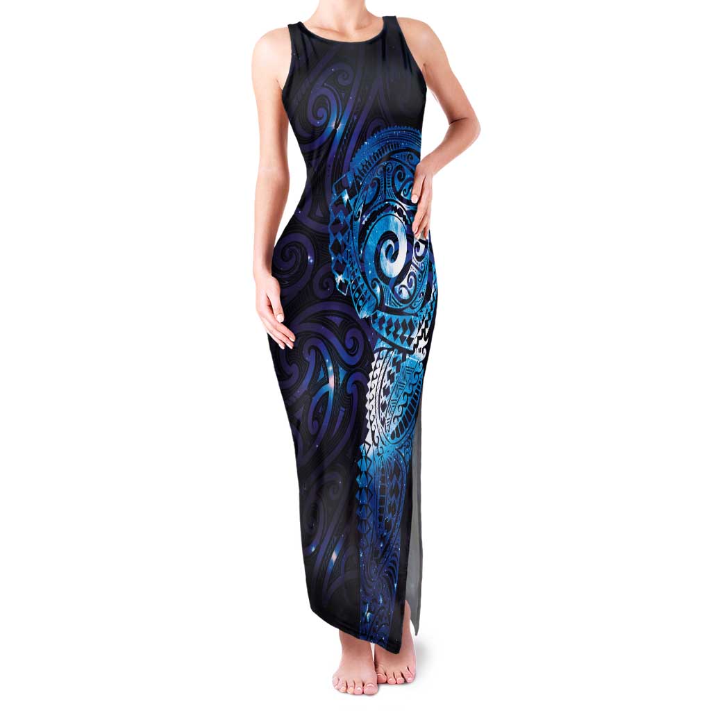 Matariki New Zealand Maori Koru Art Tattoo Family Matching Tank Maxi Dress and Hawaiian Shirt New Year Galaxy Blue Sky Style LT03 Mom's Dress Blue - Polynesian Pride