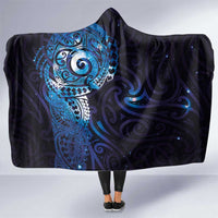 Matariki New Zealand Maori Koru Art Tattoo Hooded Blanket New Year Galaxy Blue Sky Style LT03 One Size Blue - Polynesian Pride