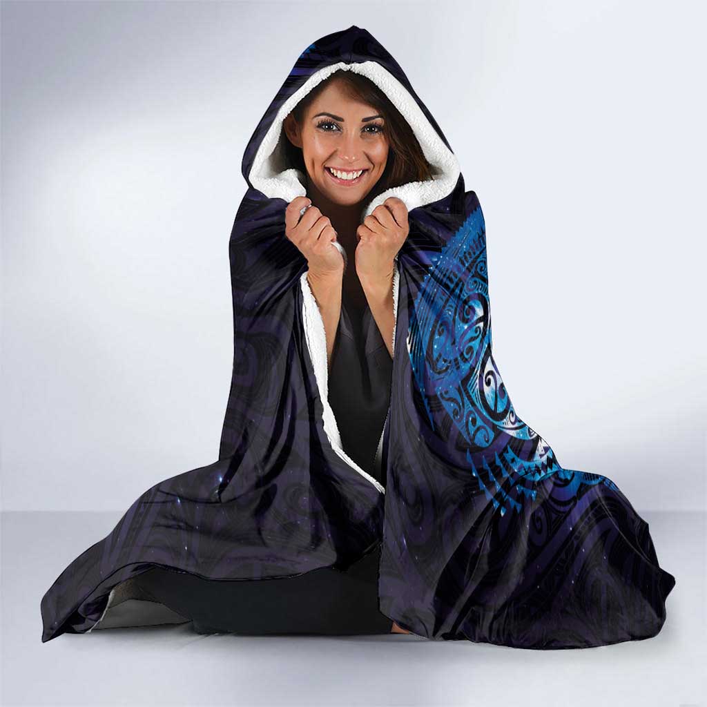 Matariki New Zealand Maori Koru Art Tattoo Hooded Blanket New Year Galaxy Blue Sky Style LT03 - Polynesian Pride
