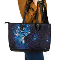 Matariki New Zealand Maori Koru Art Tattoo Leather Tote Bag New Year Galaxy Blue Sky Style LT03 - Polynesian Pride