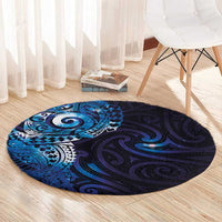 Matariki New Zealand Maori Koru Art Tattoo Round Carpet New Year Galaxy Blue Sky Style LT03 - Polynesian Pride