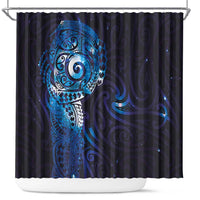 Matariki New Zealand Maori Koru Art Tattoo Shower Curtain New Year Galaxy Blue Sky Style LT03 Blue - Polynesian Pride