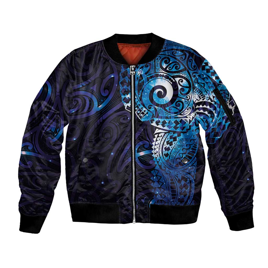 Matariki New Zealand Maori Koru Art Tattoo Sleeve Zip Bomber Jacket New Year Galaxy Blue Sky Style