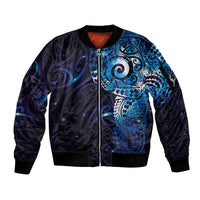 Matariki New Zealand Maori Koru Art Tattoo Sleeve Zip Bomber Jacket New Year Galaxy Blue Sky Style LT03 Unisex Blue - Polynesian Pride