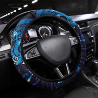 Matariki New Zealand Maori Koru Art Tattoo Steering Wheel Cover New Year Galaxy Blue Sky Style LT03 Universal Fit Blue - Polynesian Pride