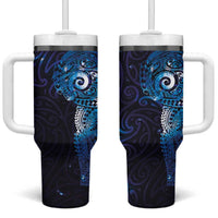 Matariki New Zealand Maori Koru Art Tattoo Tumbler With Handle New Year Galaxy Blue Sky Style LT03 One Size: 40 oz Blue - Polynesian Pride