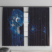 Matariki New Zealand Maori Koru Art Tattoo Window Curtain New Year Galaxy Blue Sky Style LT03 With Hooks Blue - Polynesian Pride