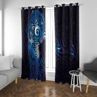 Matariki New Zealand Maori Koru Art Tattoo Window Curtain New Year Galaxy Blue Sky Style LT03 With Grommets Blue - Polynesian Pride