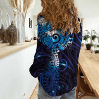 Matariki New Zealand Maori Koru Art Tattoo Women Casual Shirt New Year Galaxy Blue Sky Style LT03 - Polynesian Pride