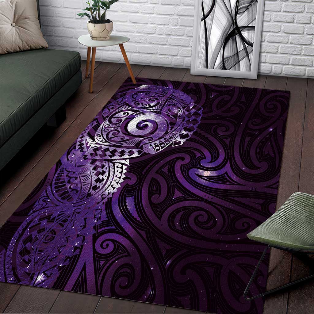 Matariki New Zealand Maori Koru Art Tattoo Area Rug New Year Galaxy Purple Sky Style