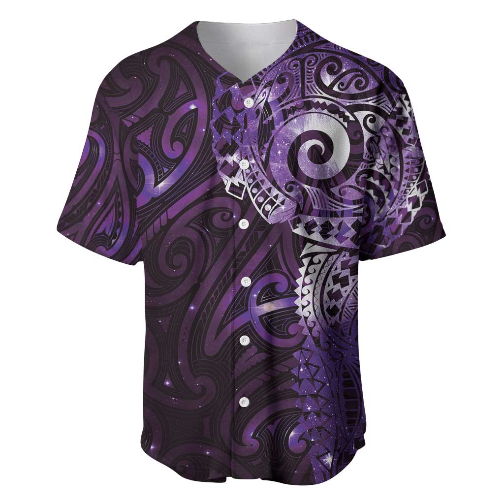 Matariki New Zealand Maori Koru Art Tattoo Baseball Jersey New Year Galaxy Purple Sky Style LT03 Purple - Polynesian Pride