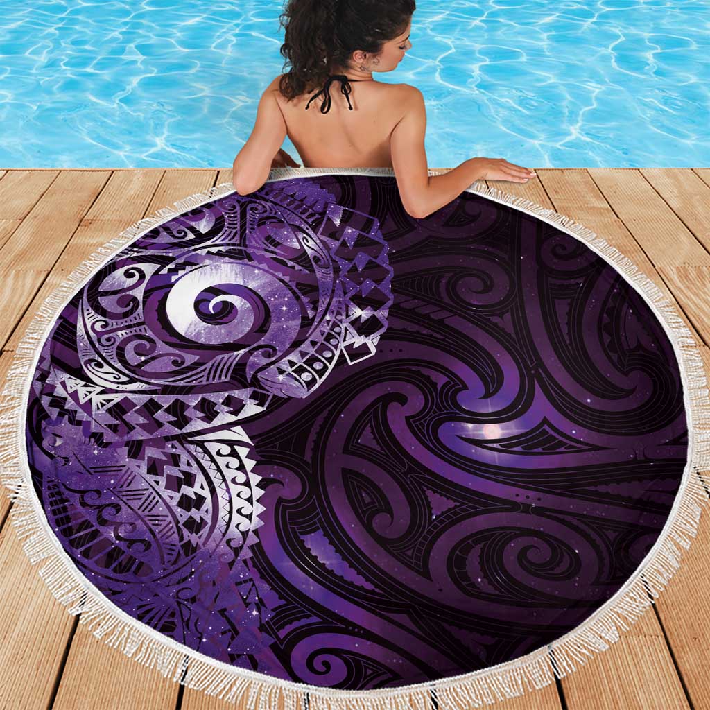 Matariki New Zealand Maori Koru Art Tattoo Beach Blanket New Year Galaxy Purple Sky Style LT03 - Polynesian Pride