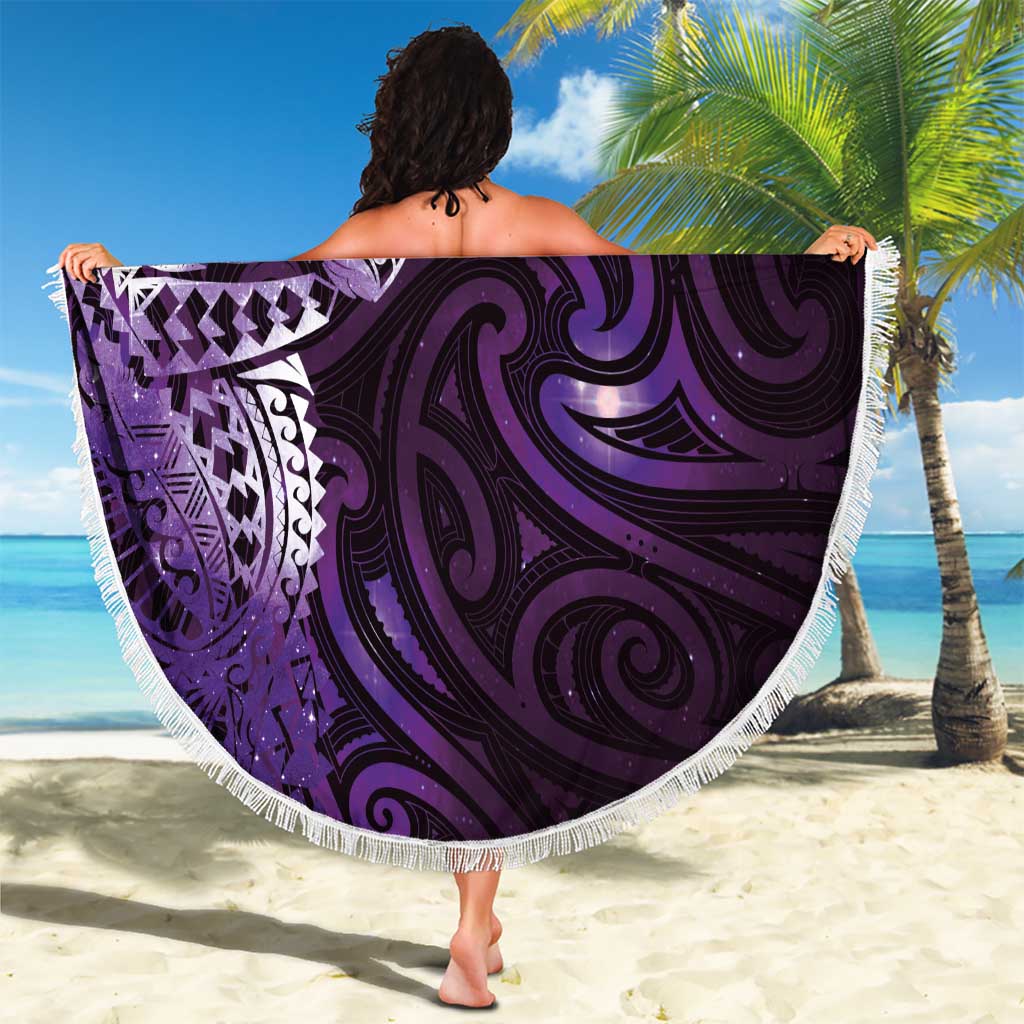 Matariki New Zealand Maori Koru Art Tattoo Beach Blanket New Year Galaxy Purple Sky Style LT03 - Polynesian Pride