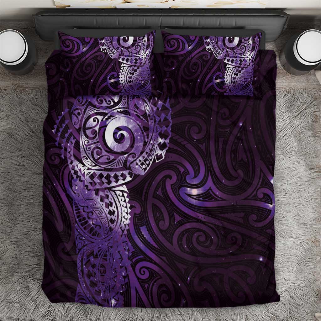 Matariki New Zealand Maori Koru Art Tattoo Bedding Set New Year Galaxy Purple Sky Style