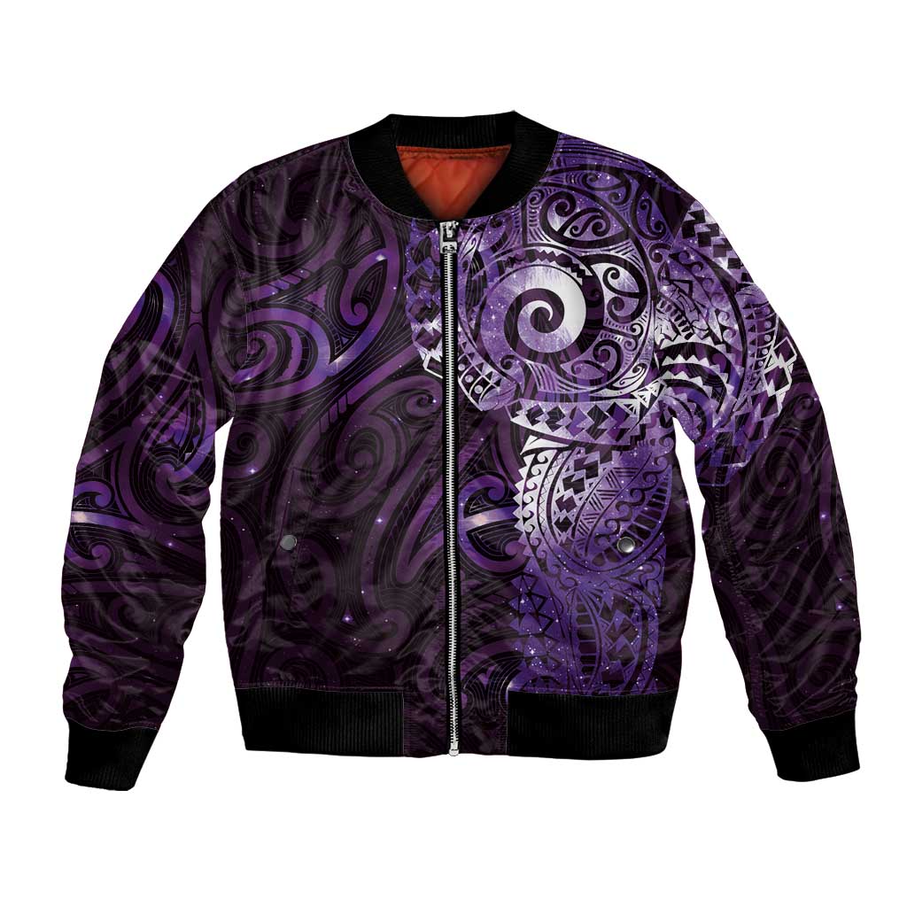 Matariki New Zealand Maori Koru Art Tattoo Bomber Jacket New Year Galaxy Purple Sky Style LT03 Unisex Purple - Polynesian Pride