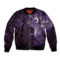 Matariki New Zealand Maori Koru Art Tattoo Bomber Jacket New Year Galaxy Purple Sky Style LT03 Unisex Purple - Polynesian Pride