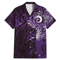 Matariki New Zealand Maori Koru Art Tattoo Family Matching Mermaid Dress and Hawaiian Shirt New Year Galaxy Purple Sky Style LT03 Dad's Shirt - Short Sleeve Purple - Polynesian Pride