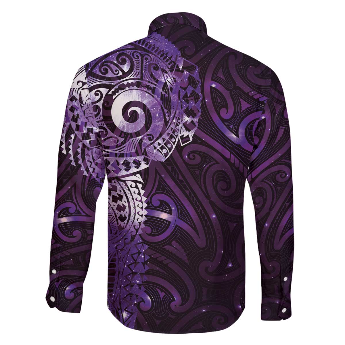 Matariki New Zealand Maori Koru Art Tattoo Family Matching Off The Shoulder Long Sleeve Dress and Hawaiian Shirt New Year Galaxy Purple Sky Style