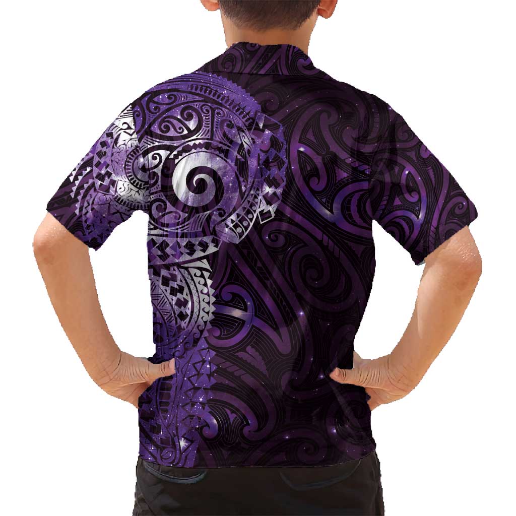 Matariki New Zealand Maori Koru Art Tattoo Family Matching Off Shoulder Maxi Dress and Hawaiian Shirt New Year Galaxy Purple Sky Style