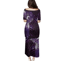 Matariki New Zealand Maori Koru Art Tattoo Family Matching Puletasi and Hawaiian Shirt New Year Galaxy Purple Sky Style LT03 - Polynesian Pride