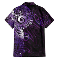 Matariki New Zealand Maori Koru Art Tattoo Family Matching Short Sleeve Bodycon Dress and Hawaiian Shirt New Year Galaxy Purple Sky Style LT03 - Polynesian Pride