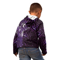 Matariki New Zealand Maori Koru Art Tattoo Kid Hoodie New Year Galaxy Purple Sky Style