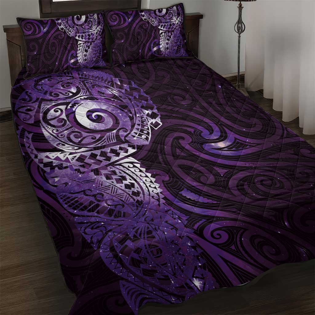 Matariki New Zealand Maori Koru Art Tattoo Quilt Bed Set New Year Galaxy Purple Sky Style LT03 Purple - Polynesian Pride