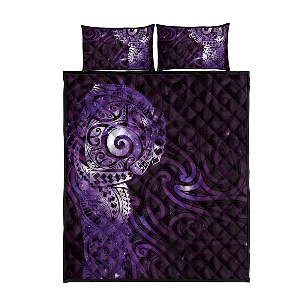 Matariki New Zealand Maori Koru Art Tattoo Quilt Bed Set New Year Galaxy Purple Sky Style LT03 - Polynesian Pride