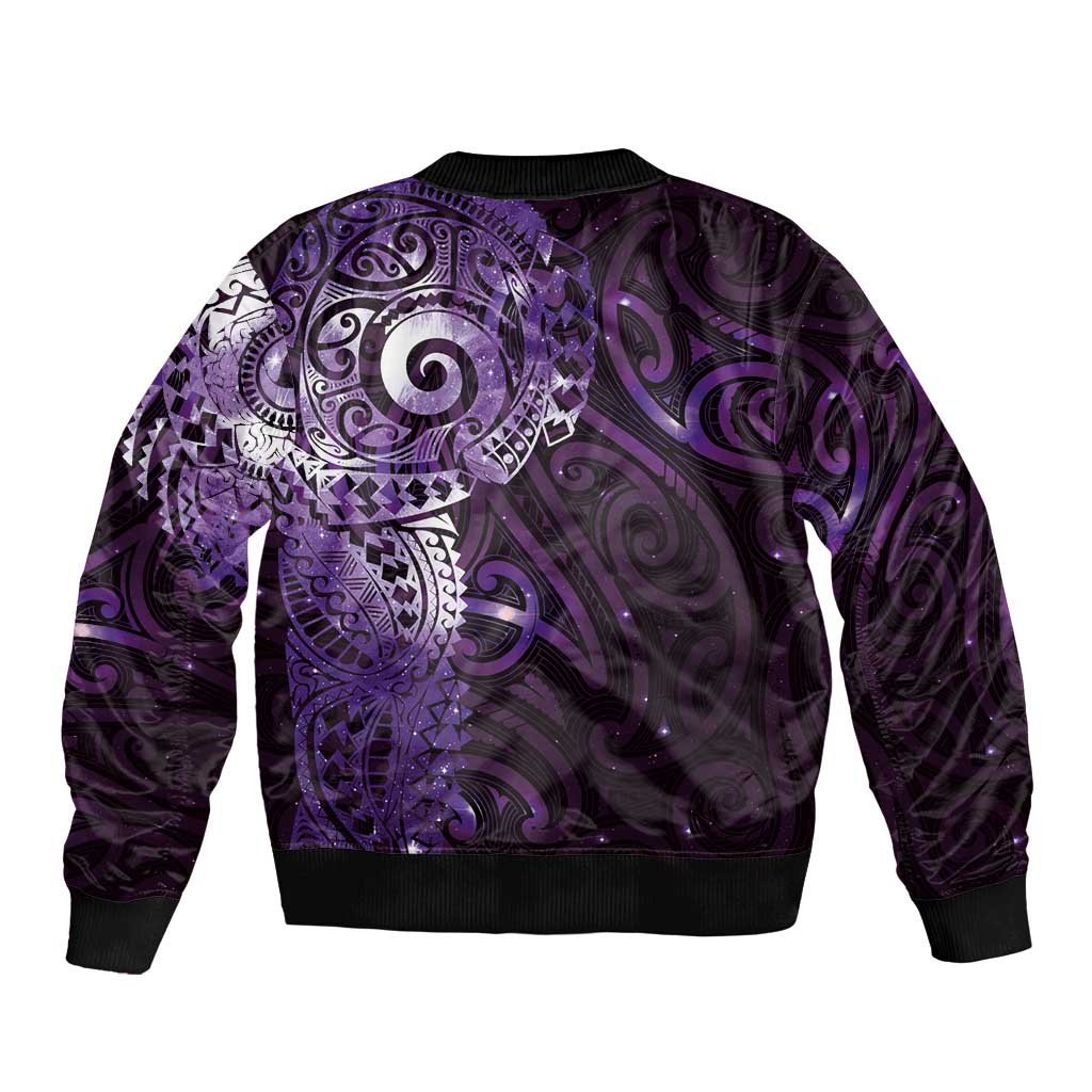 Matariki New Zealand Maori Koru Art Tattoo Sleeve Zip Bomber Jacket New Year Galaxy Purple Sky Style LT03 - Polynesian Pride