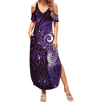 Matariki New Zealand Maori Koru Art Tattoo Summer Maxi Dress New Year Galaxy Purple Sky Style